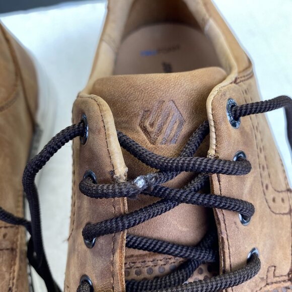 258460 MCGUFFEY MENS SHOE Size 10 M TAN OILED LEATHER JOHNSTON&MURPHY GOLF SHOE - Picture 9 of 13